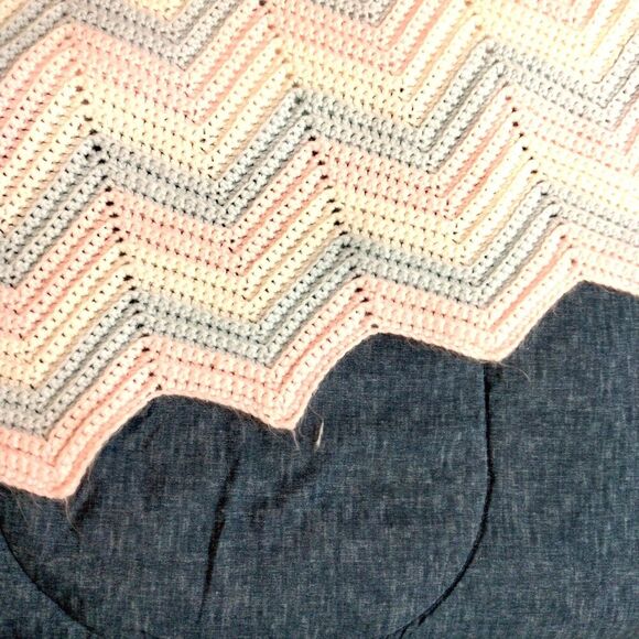 HANDMADE CROCHET AFGAN Baby girl boy pink blue blanket nursery 69 X 40 - Picture 3 of 3